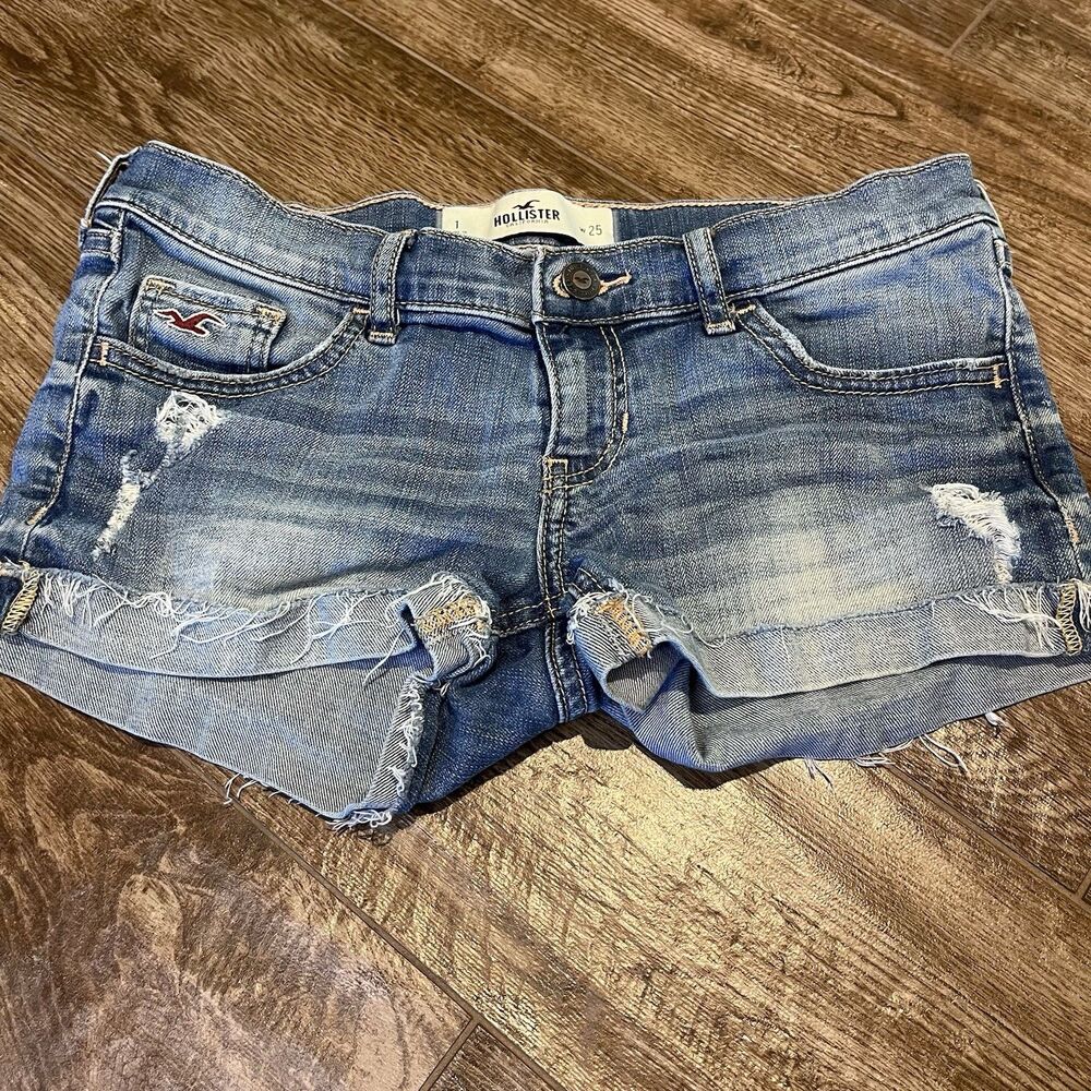 Vintage Hollister Shorts Sz 1 Distressed Ultra Low Rise Cut Off Micro Booty Y2K
